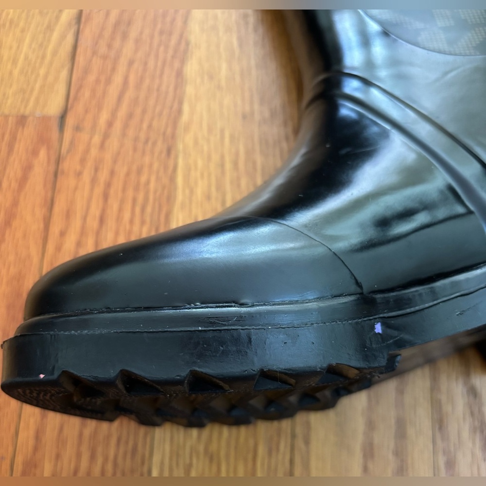 MICHAEL Michael Kors Mid Calf RainBoots Women’s 6M Black/Brown Logo Flawed* Read - Picture 9 of 11